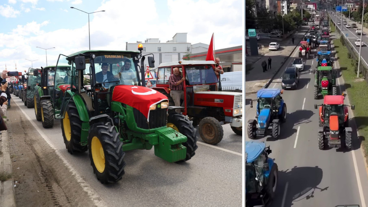 Bafra’da 600 traktör, kilometrelerce konvoy oluşturdu: Üreticilerin tek talebi
