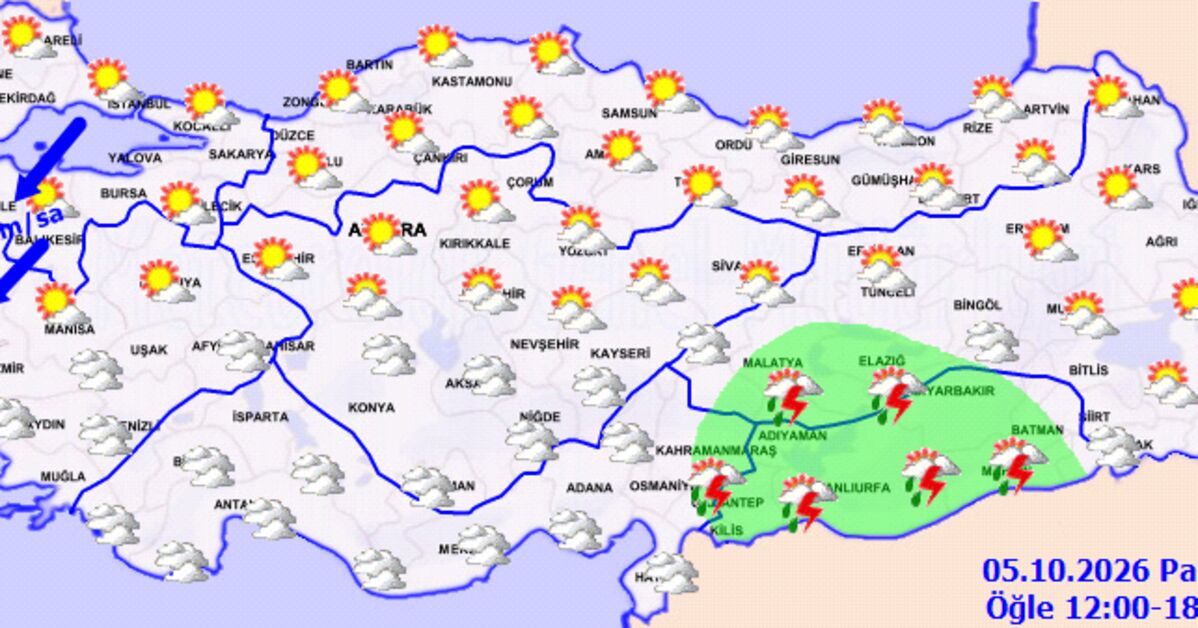 Güneyde sağanak, kuzeyde fırtına