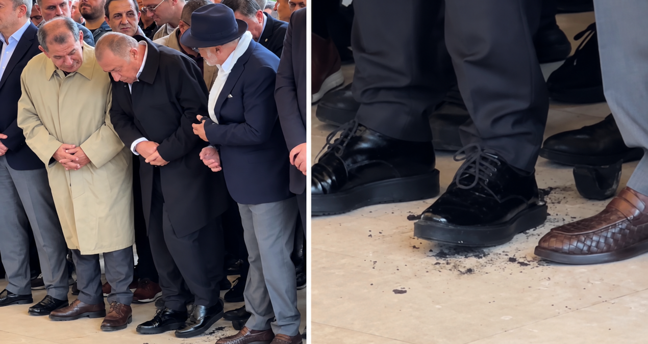 Cenaze namazında Terim'in zor anları