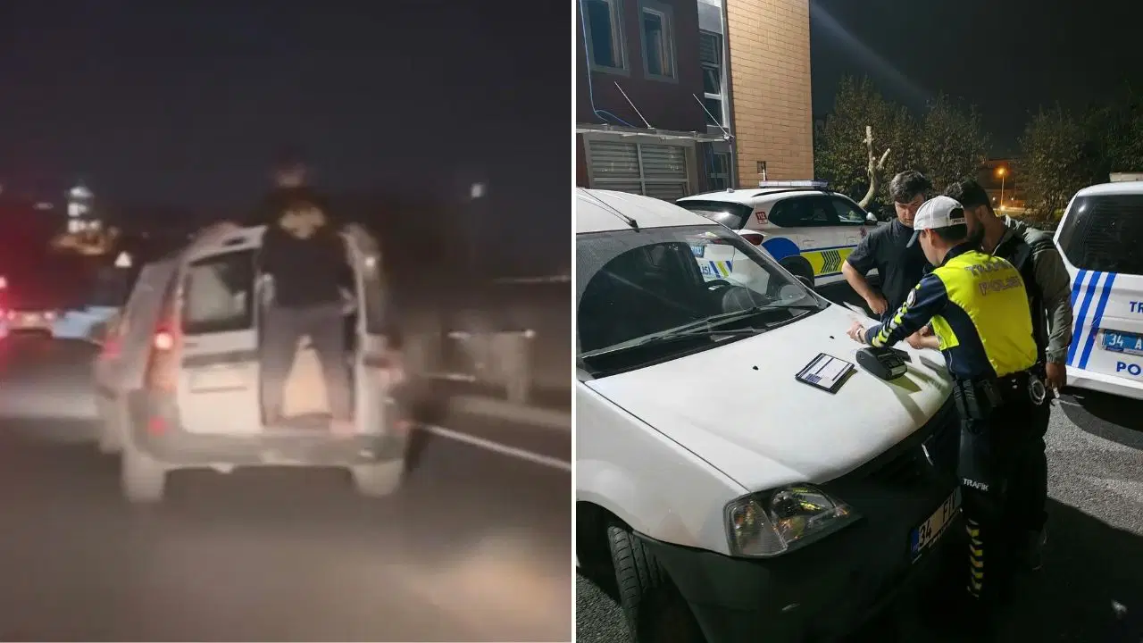 Başakşehir’de otomobil kapısından sarkan yolcuya para cezası: Araç trafikten men edildi