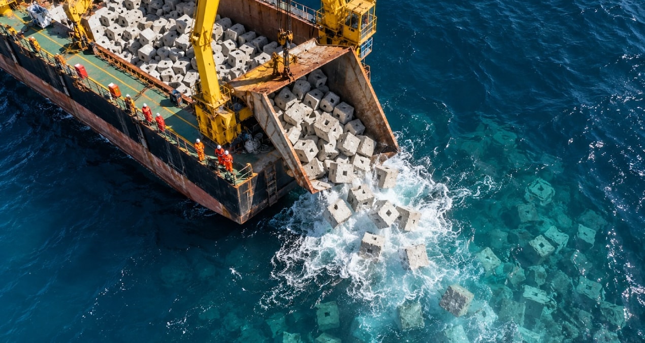 Denizin dibine 75 bin beton küp bırakıldı