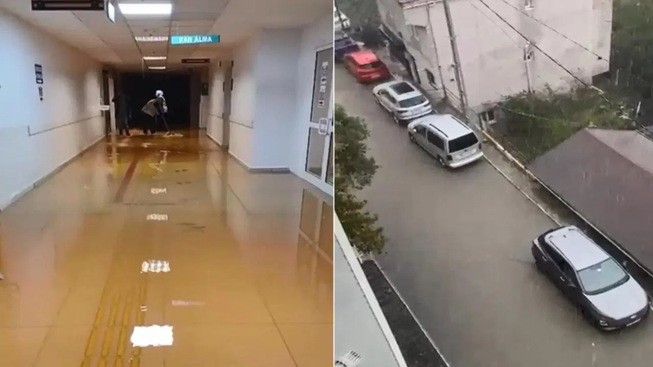 Sarıyer'de yoğun yağış: Hastaneyi ve evleri su bastı