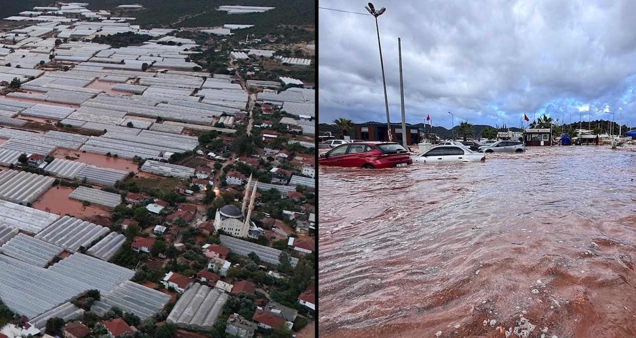 Antalya’da sağanak felaketi: Araçlar sürüklendi, seralar zarar gördü