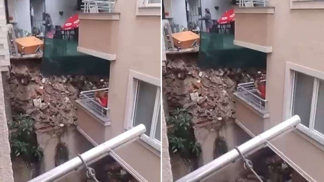 Kağıthane'de sağanak sonrası evin istinat duvarı çöktü