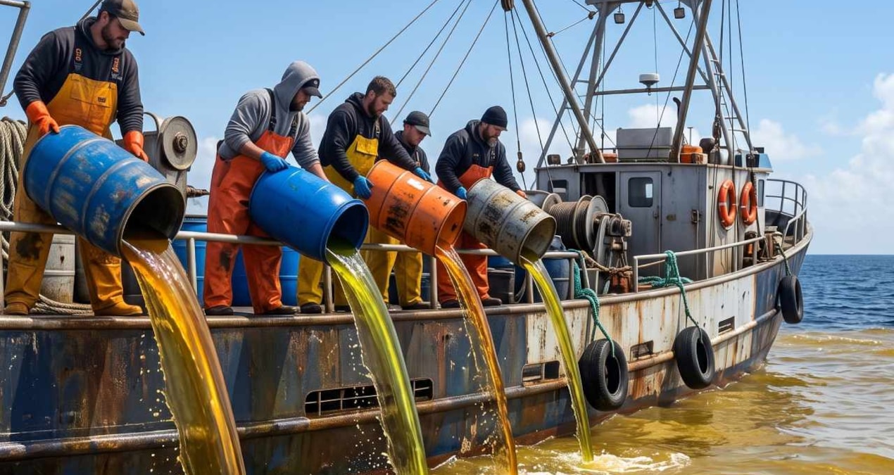 Balıkçılar denize 15 ton zeytinyağı dökmeye başladılar