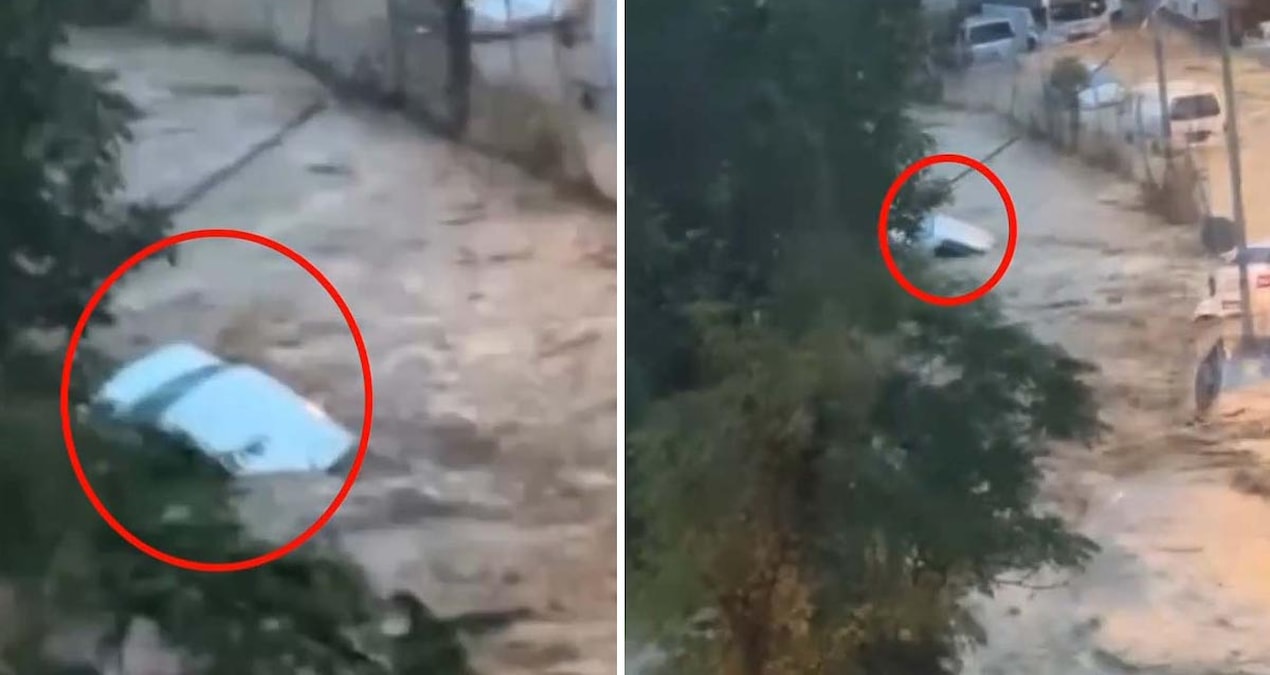 Selde kaybolan vatandaşın aracının görüntüleri ortaya çıktı: Sel suları böyle sürüklemiş